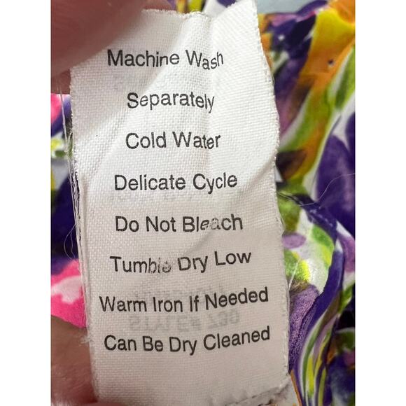 Cabi Purple Pink Yellow Abstract Sleeveless Semi Sheer Wrap Tank Blouse Size XS - Picture 7 of 8